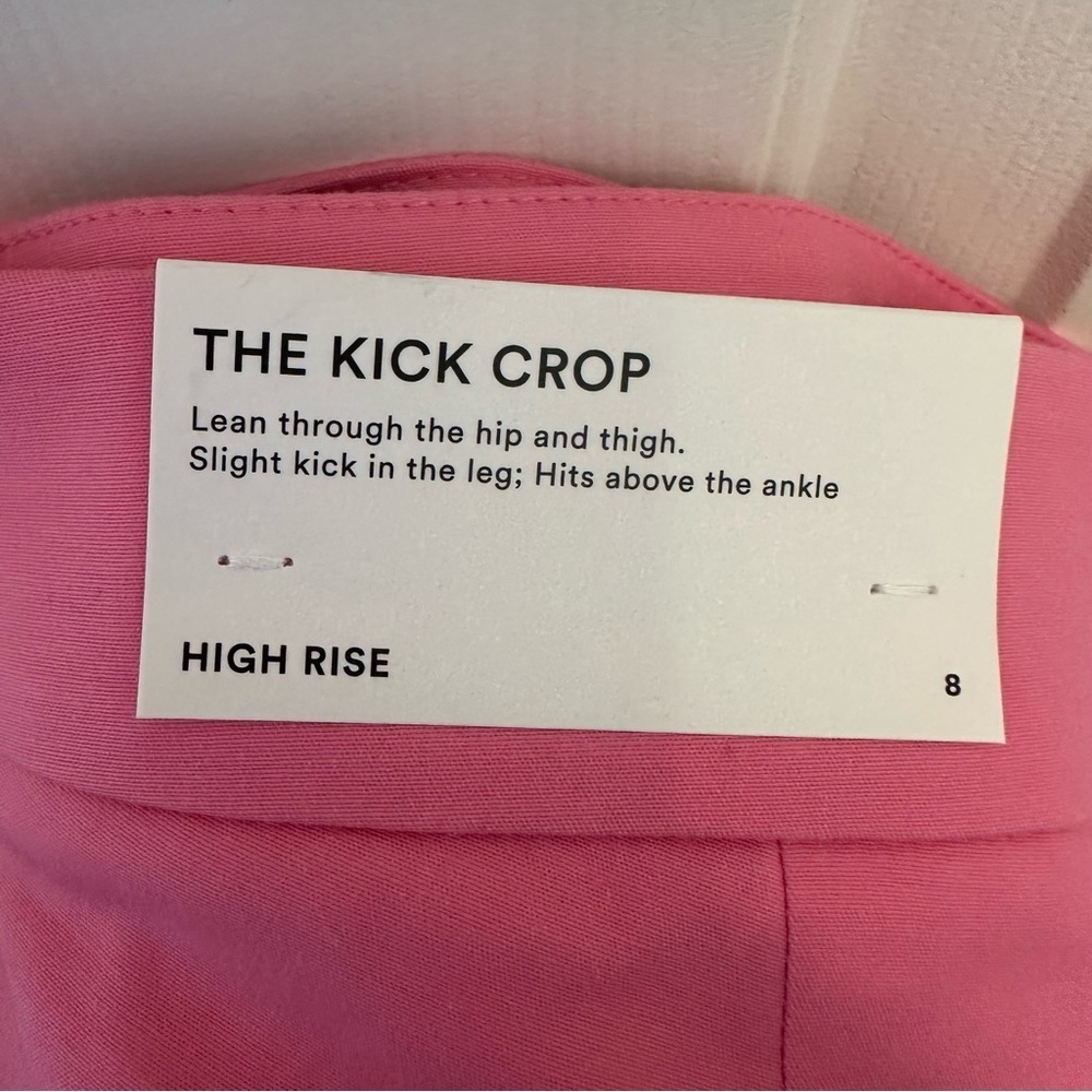 Ann Taylor Pant Trouser Pink High Rise Button Kick Crop Size 8 - Picture 4 of 7